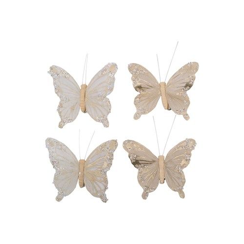 2A 10X8CM CHAMPAGNE &amp; SILVER BUTTERFLYS