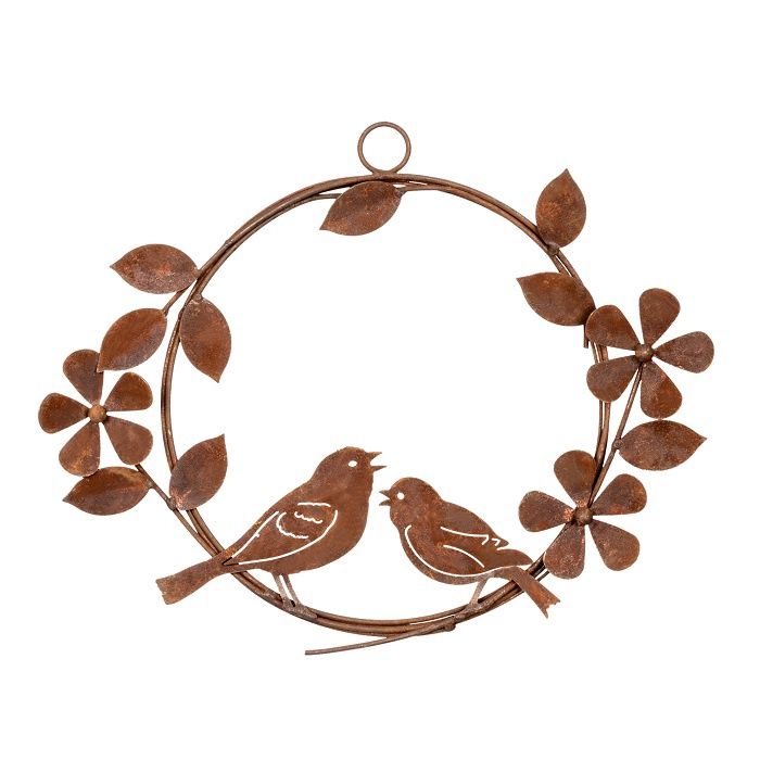 Bird &amp; Flower Rust Wreath
