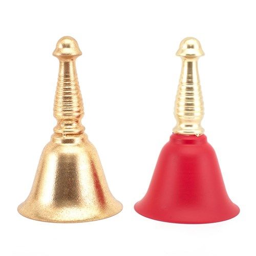 2A 12.5X20CM GOLD &amp; RED METAL HAND BELL