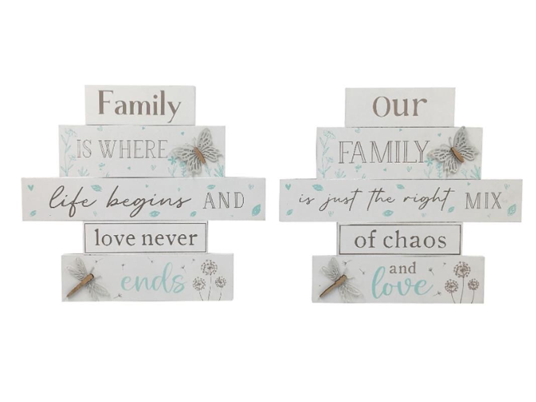 28x25cm Hanging Family Wall Plaque 2 Ass