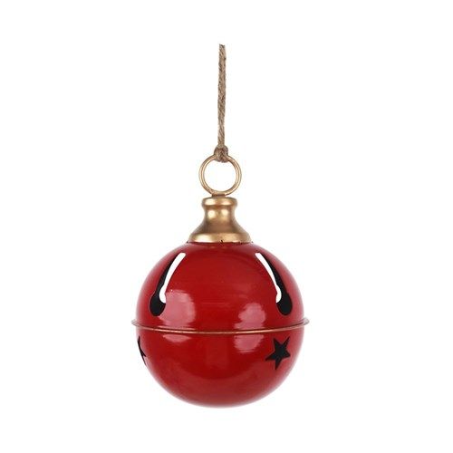 12CM RED SLEIGH BELL W/CHAMPAGNE CAP &amp; RIM
