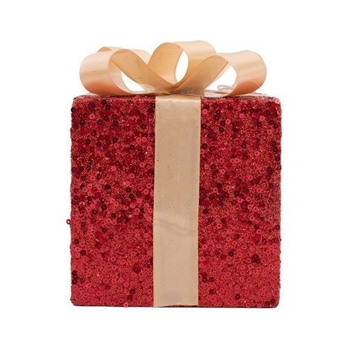 18X18X21CM RED GLITTER GIFT BOX