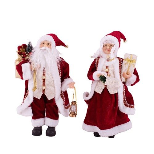2A 45CM RED&amp;WHITE MR&amp;MRS CLAUS