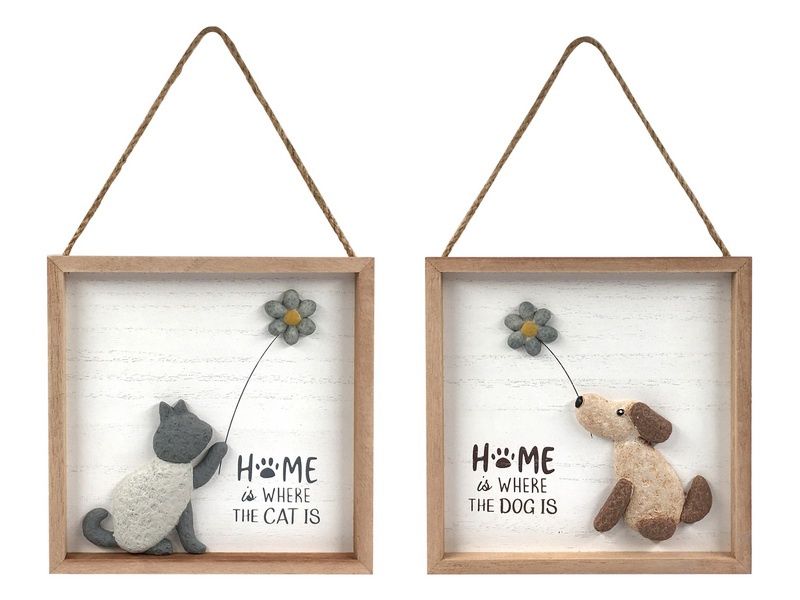 18cm Hanging Plaque w/Cat &amp; Dog2 Ass