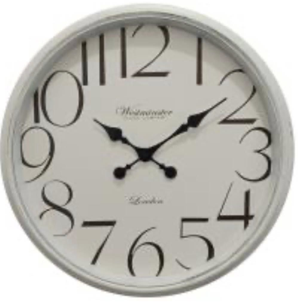 55cm White Wash Decor Clock