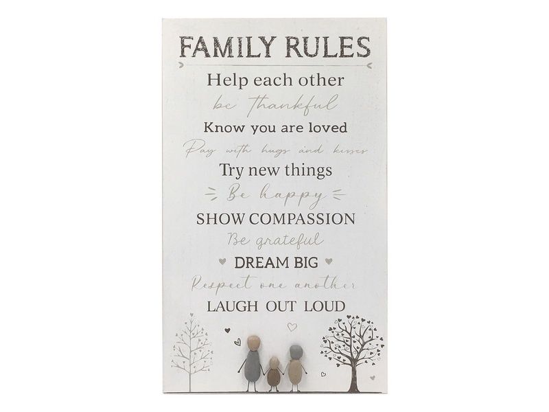 43cm Family Rules House Plaque