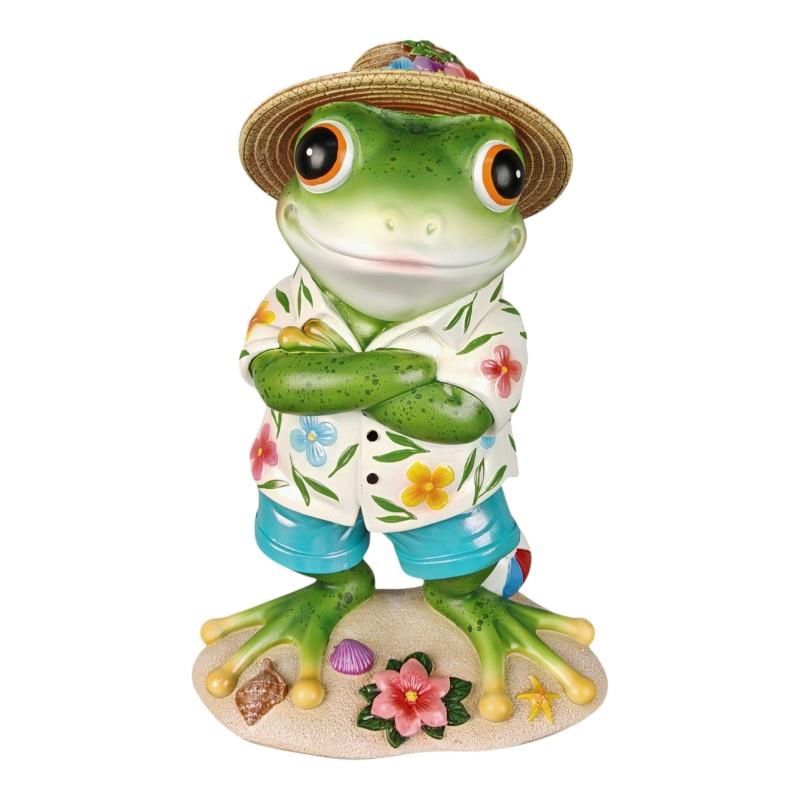 31cm Standing Beach Frog w/Hat Arms Cros