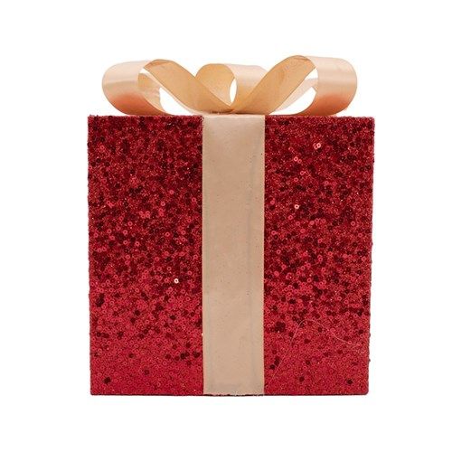 12X12X15CM RED GLITTER GIFT BOX