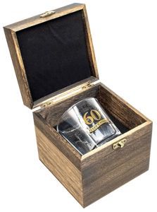 60th Wood Box Glass Set