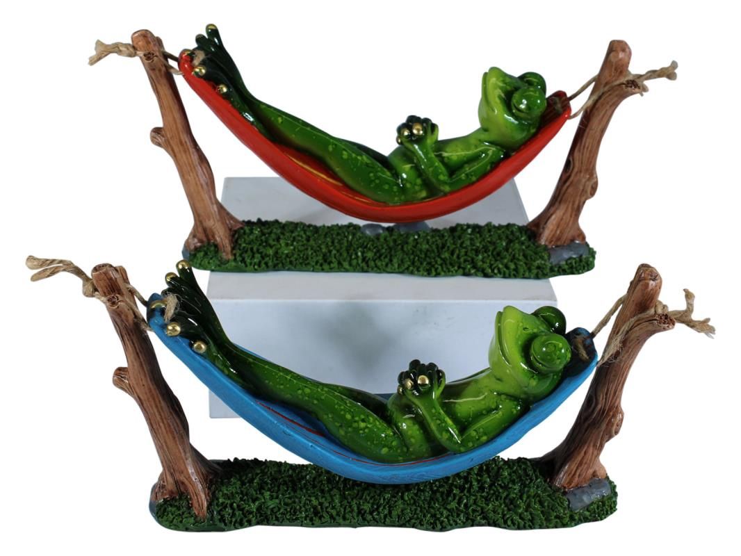 20cm Marble Sleeping Frog in Hammock 2As
