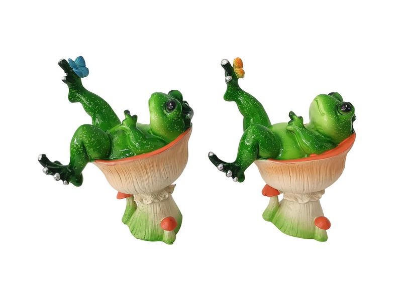 12cm Marble Frog w/Butterfly 2 Ass