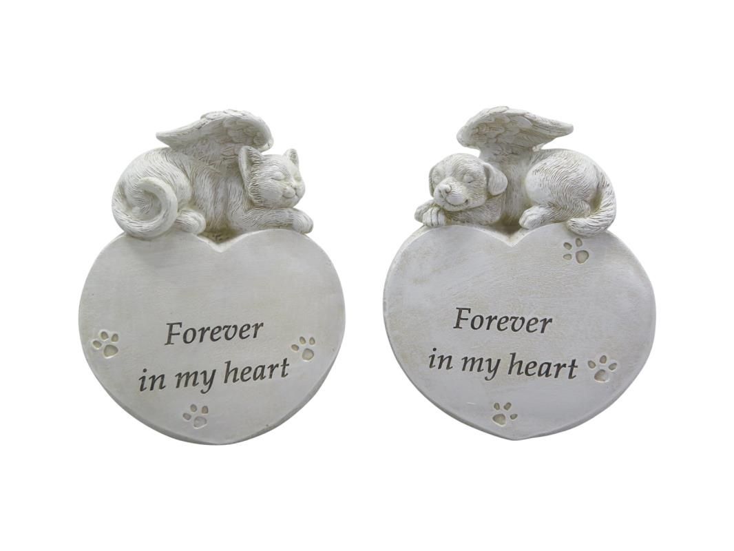 13cm Memorial Dog &amp; Cat on Heart 2 Asstd