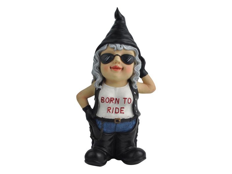 33cm Born To Ride Biker Chick Gnome