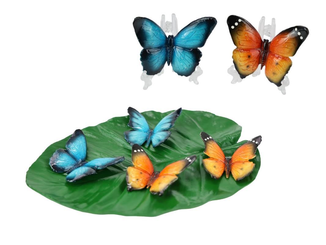 8cm Marble Butterfly on Leaf Display 4As