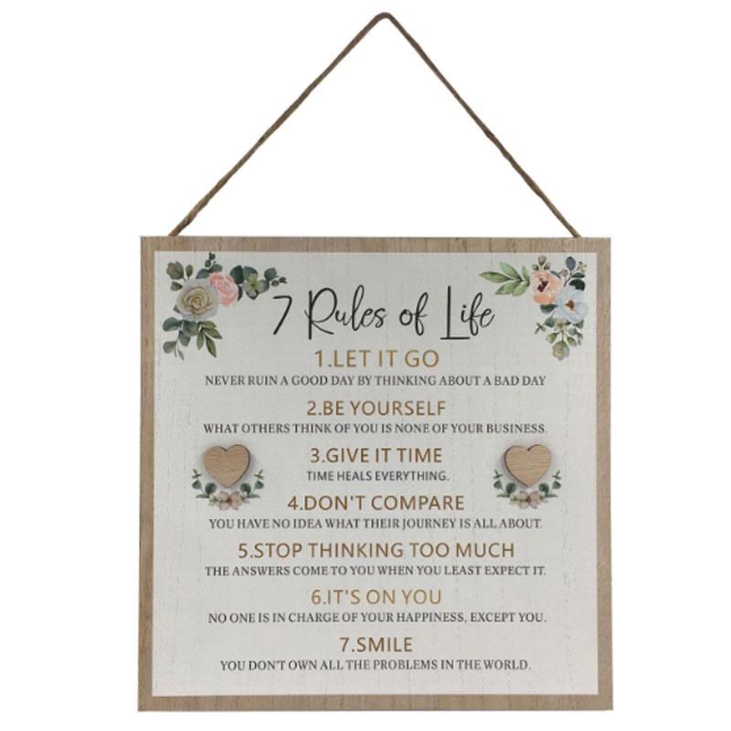 25cm Rules Of Life MDF Plaque