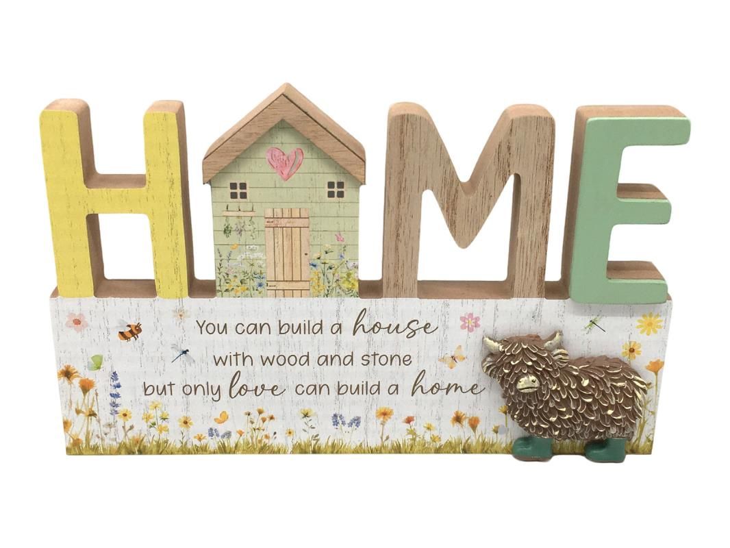 24x14cm Highland Cow Home Plaque