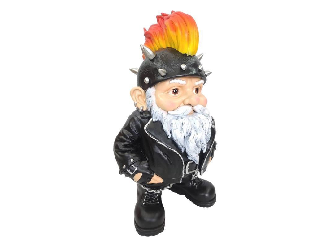40cm Biker Gnome with Mohawk