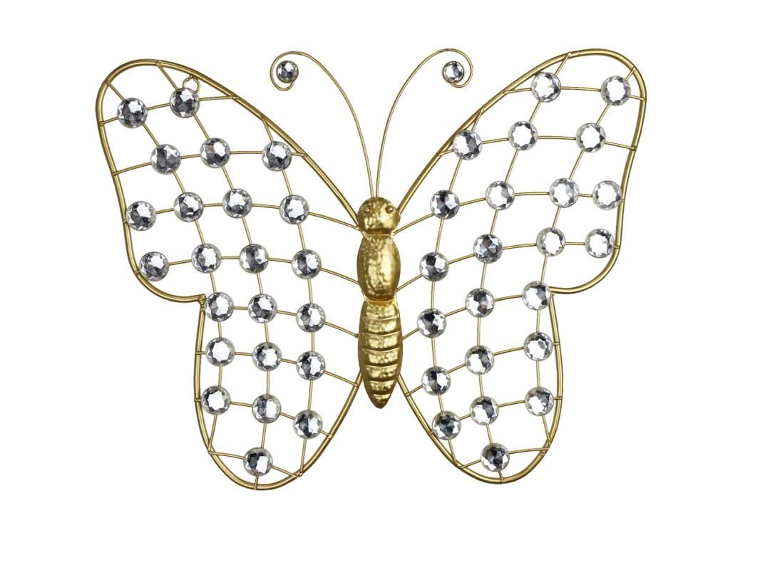 42cm Gold Metal Butterfly with Gems