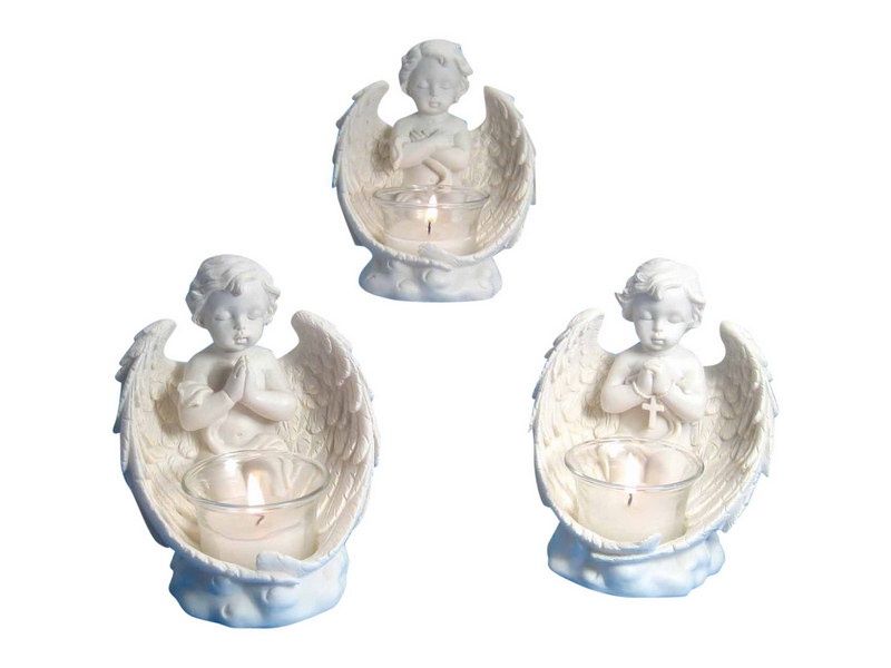13cm Kneeling Cherub Tealight Holder 3 A