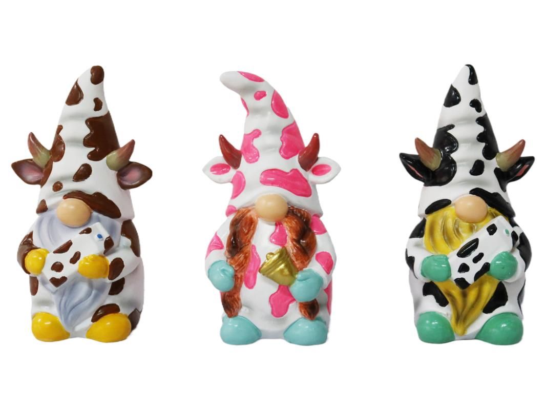 12.5cm Gnome Cow 3 ass
