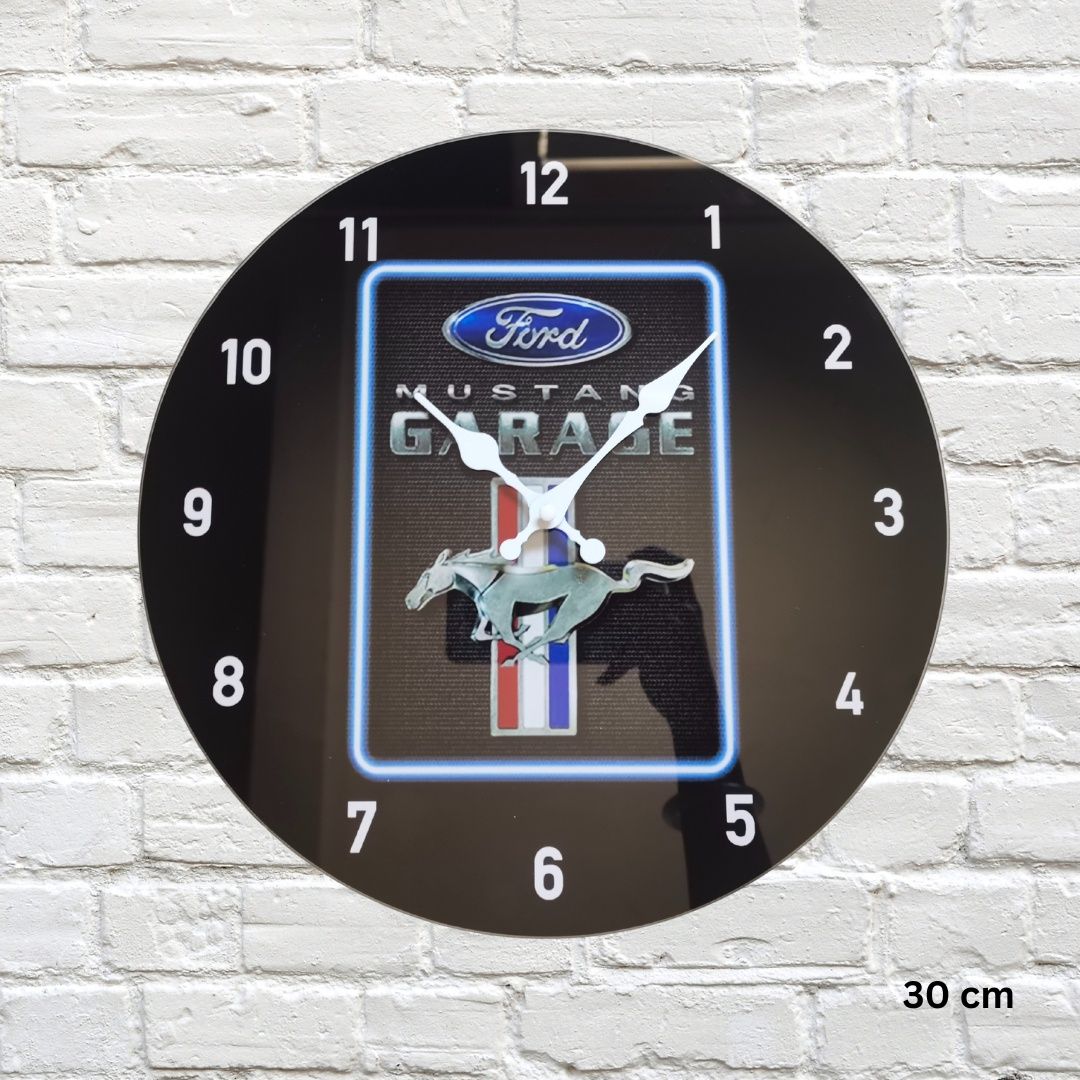 Clock Ford Mustang Garage 30cm