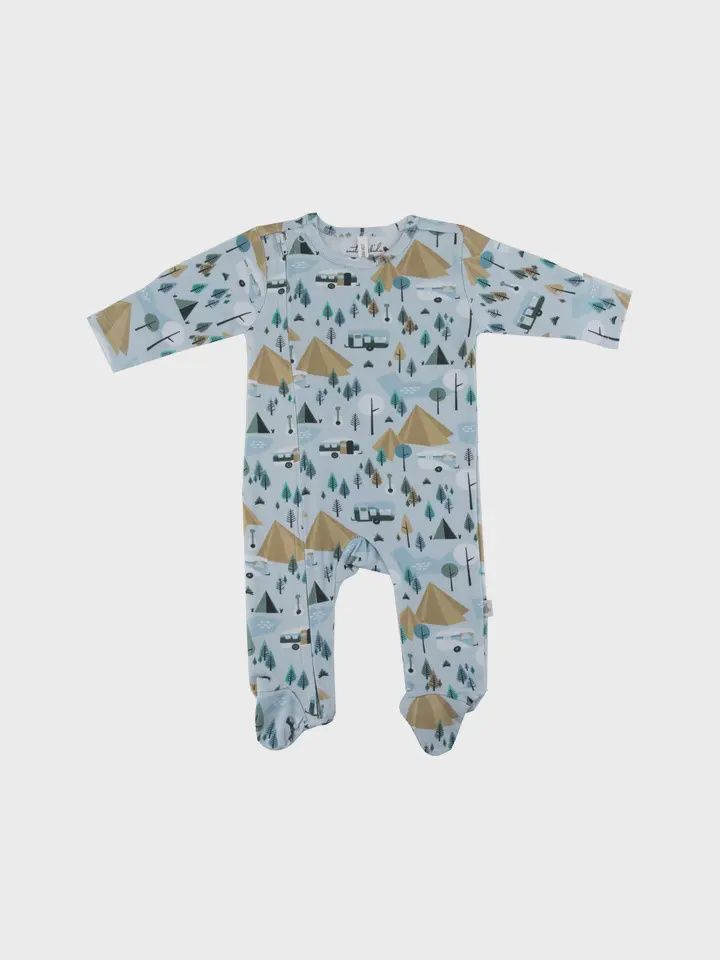Retro Camping Zip Onesie with Feet