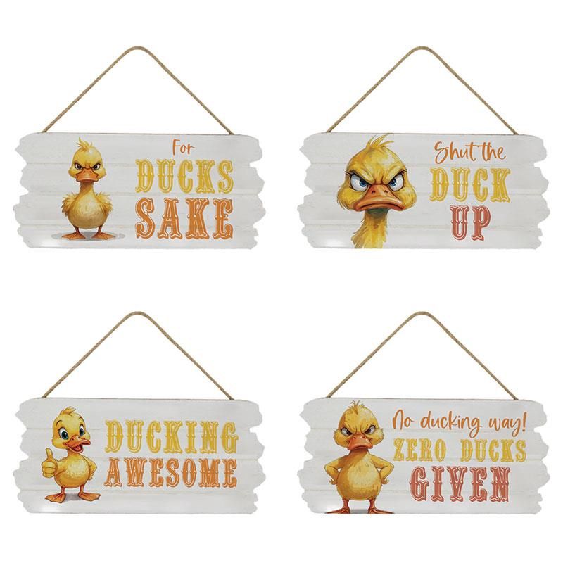 24x11cm Duck Sayings on MDF Plaque 4 ass