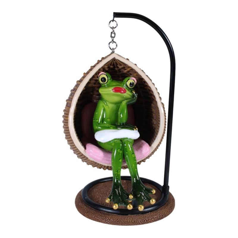 18x12cm Frog in Hanging Hammock Chair