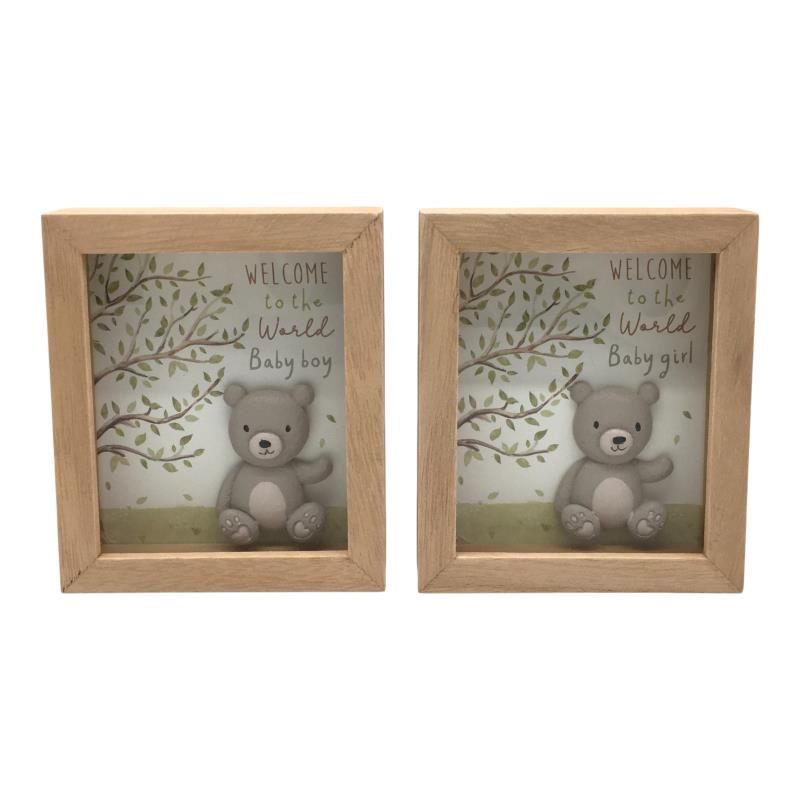 15x13cm Plaque W/Bear Boy/Girl Welcome