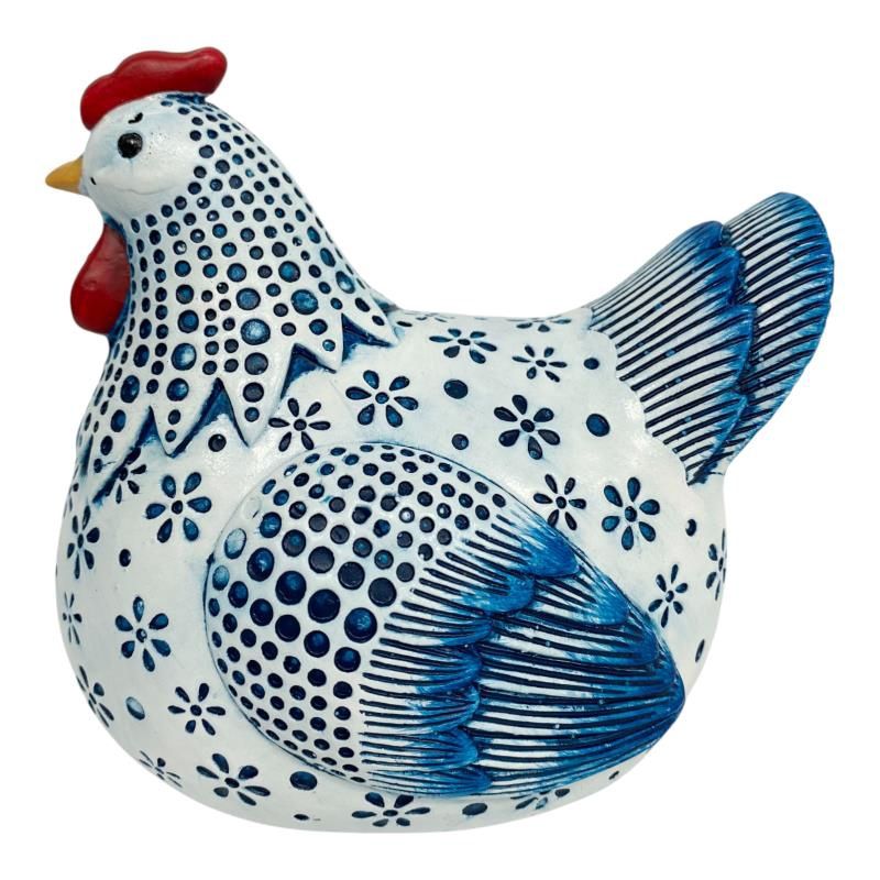 13x14cm Hen in Blue Country Kitchen Fini