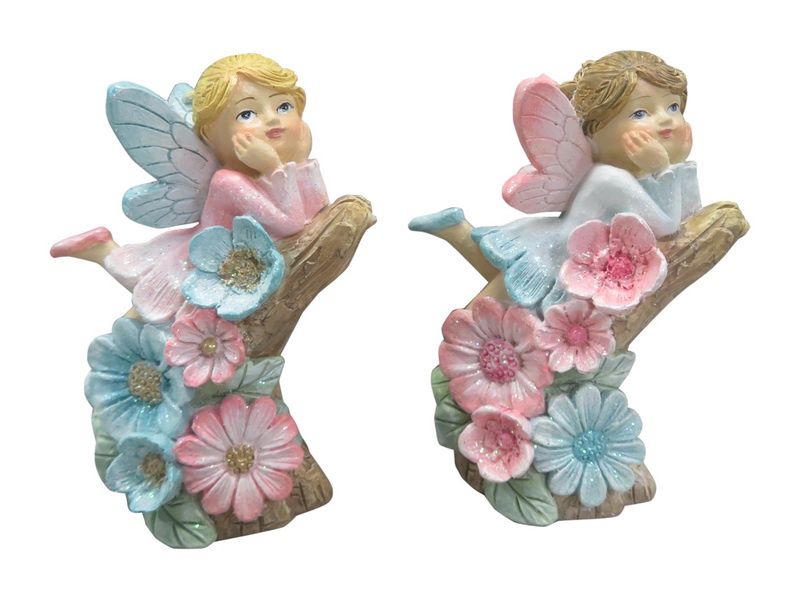 8cm Laying Fairy on Tree Branch 2 Asstd