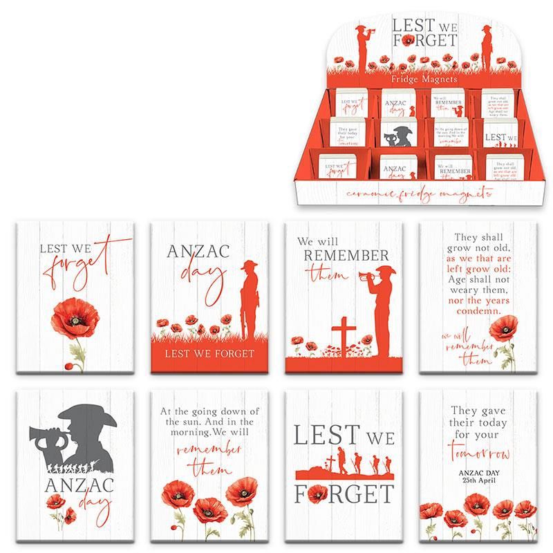 6X8cm Red Poppy Magnet 8 ass