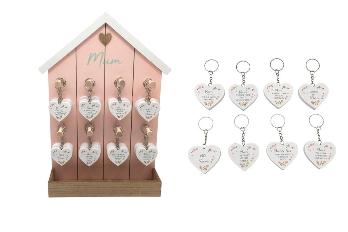 4cm Mum Love Heart Keyring