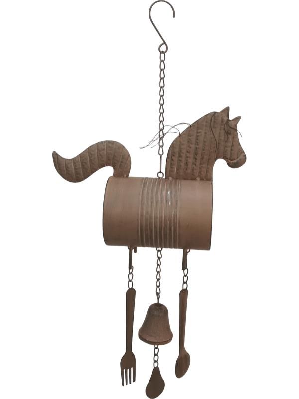 64cm Rustic Horse Metal Wind Chime