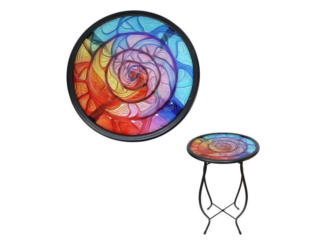 55cm Glass Table in Mosaic Design