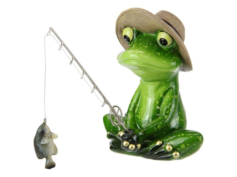 14cm Fishing Frog Marble Finish