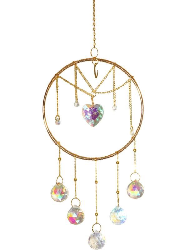 43cm Round Heart Suncatcher W/Crystal