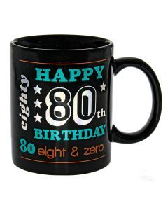 Happy 80th Holographic Black Mug