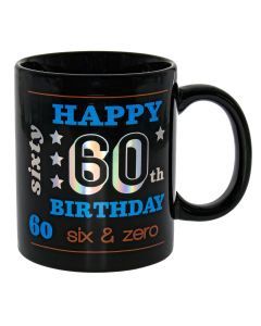 Happy 60th Holographic Black Mug