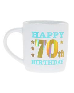Happy 70th Holographic White Mug