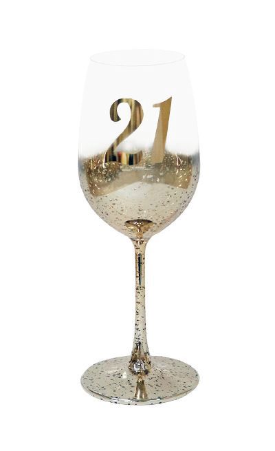 21st Gold Metaglitz Wine Glass