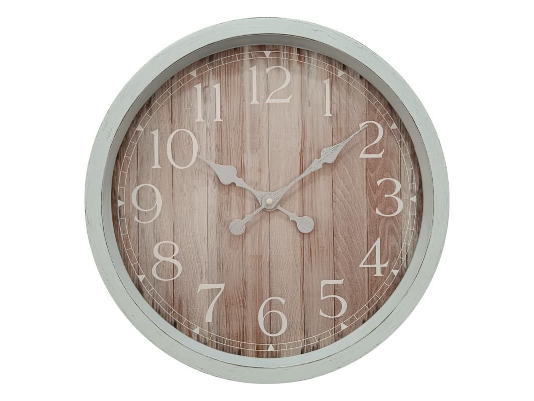 40cm Timber Look Clock in White Finish