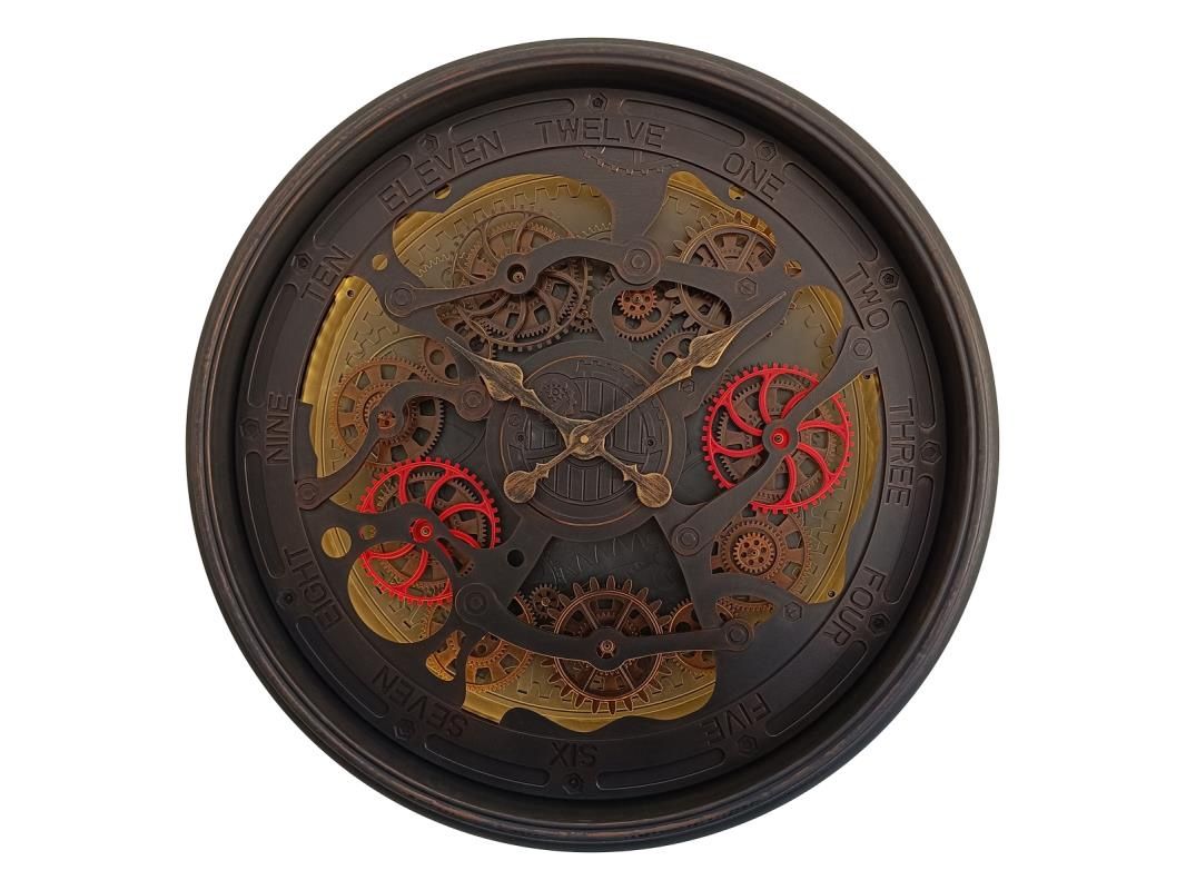 75cm Black/Red Cog Clock w/Light