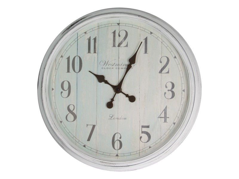 55cm White Washed Numerical Clock