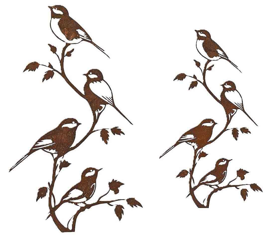 Four Birds on Branch Small Wall Art