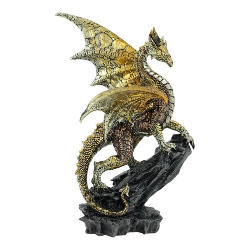 27cm Gold Dragon on Cliff