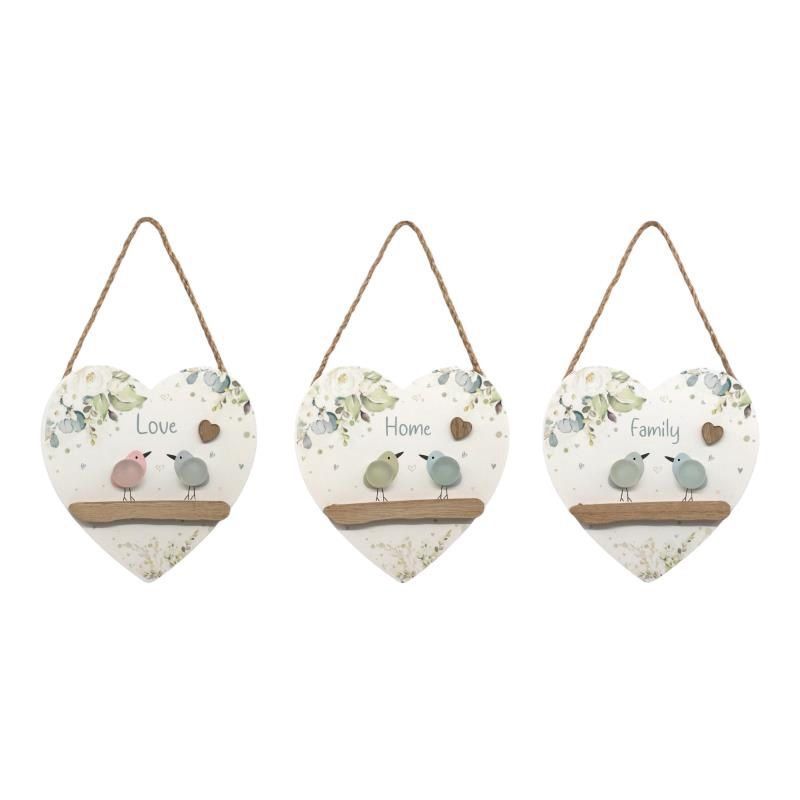 15cm Hanging Heart Plaque 3 Ass