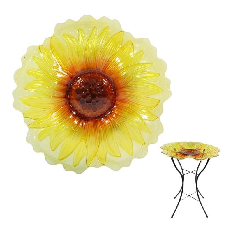 46cm Metal/Glass Bird Feeder Sunflower D