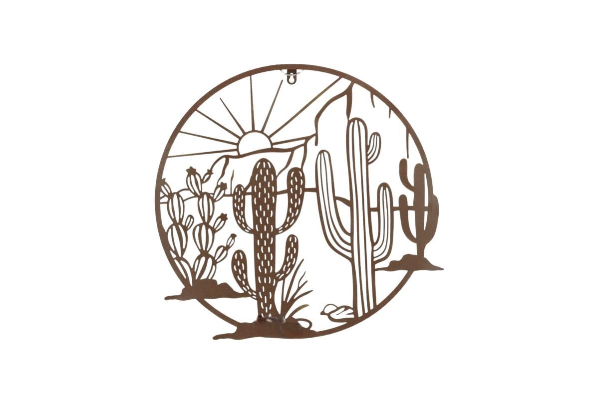 46x46cm Round Cactus Metal Wallart