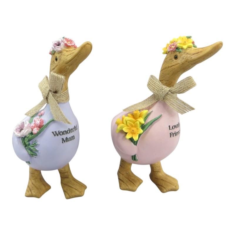 15.5cm Duck With Floral Design 2 Ass